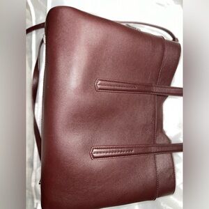 HUGO BOSS “Taylor” Leather Shoulder Bag – Brownish Wine Color